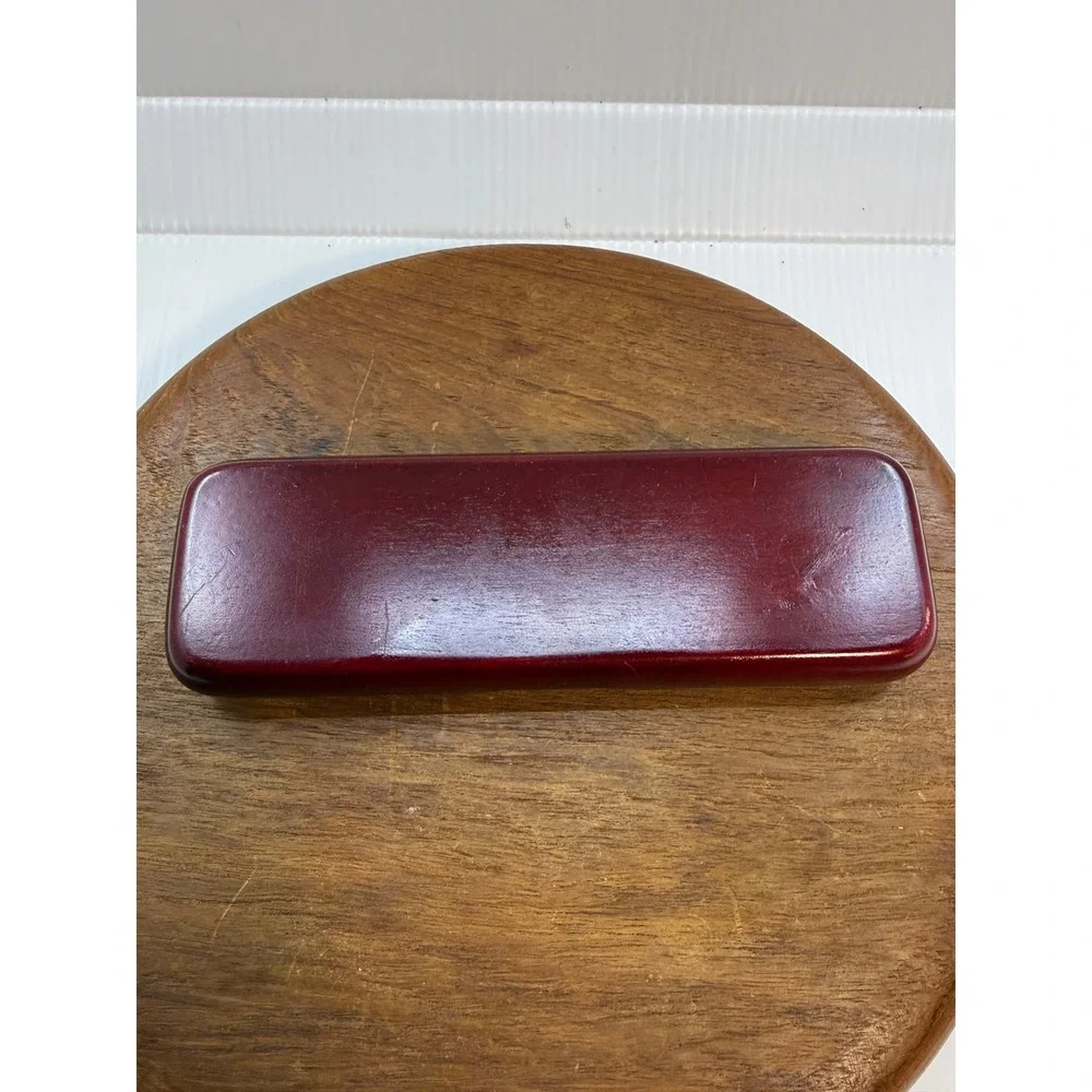 Bombay Co Vintage Wooden Pen Box Case Dark Red Cherry Lacquer Storage Holder